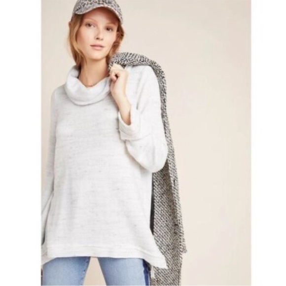 Maeve Anthropologie Risa Hacci Cowl Neck Sweater Light Heather Grey Size Medium - Picture 3 of 9